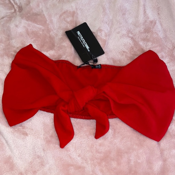 Pretty Little Thing Red Tie Front Top - Picture 1 of 4